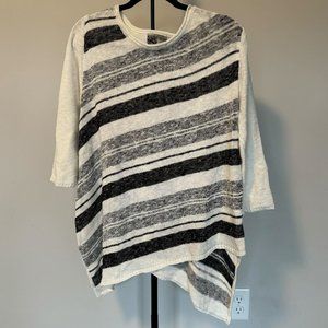 Habitat Black & White Asymmetrical Cotton Linen Sweater - Size‎ Small